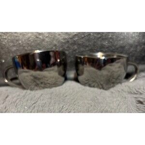 Elegant Perfect Demitasse Stainless Steel Coffee Espresso Tea Cups Mugs Lot Of 2